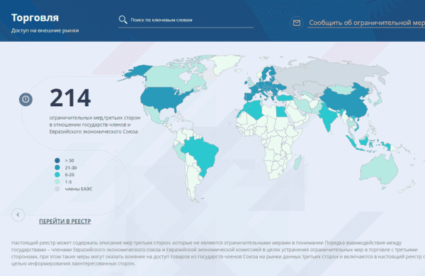 В ЕАЭС запущен интерактивный портал по ограничительным мерам в торговле с третьими странами